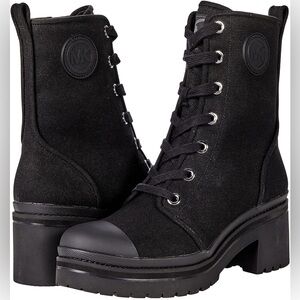 Michael Kors Black Corey Canvas Combat Boots
